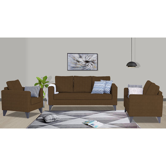 Adorn India Hallton Plain 3+2+1 6 Seater Sofa Set (Brown) (3 Year Warranty)