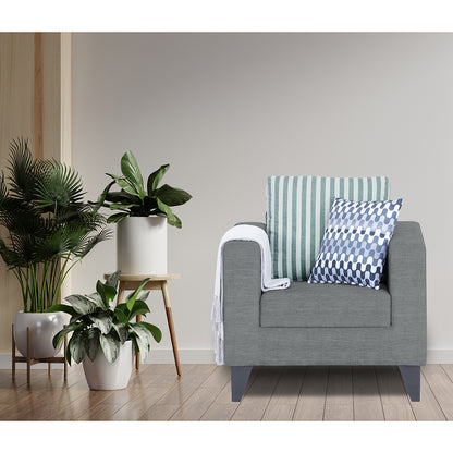 Adorn India Straight Line Plus Stripes 1 Seater Sofa (Grey) (3 Year Warranty)