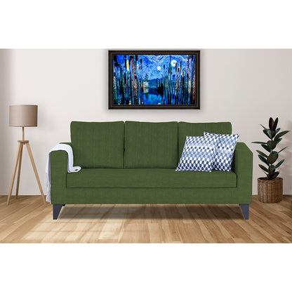 Adorn India Hallton Plain 3 Seater Wood Sofa (Green) (3 Year Warranty)