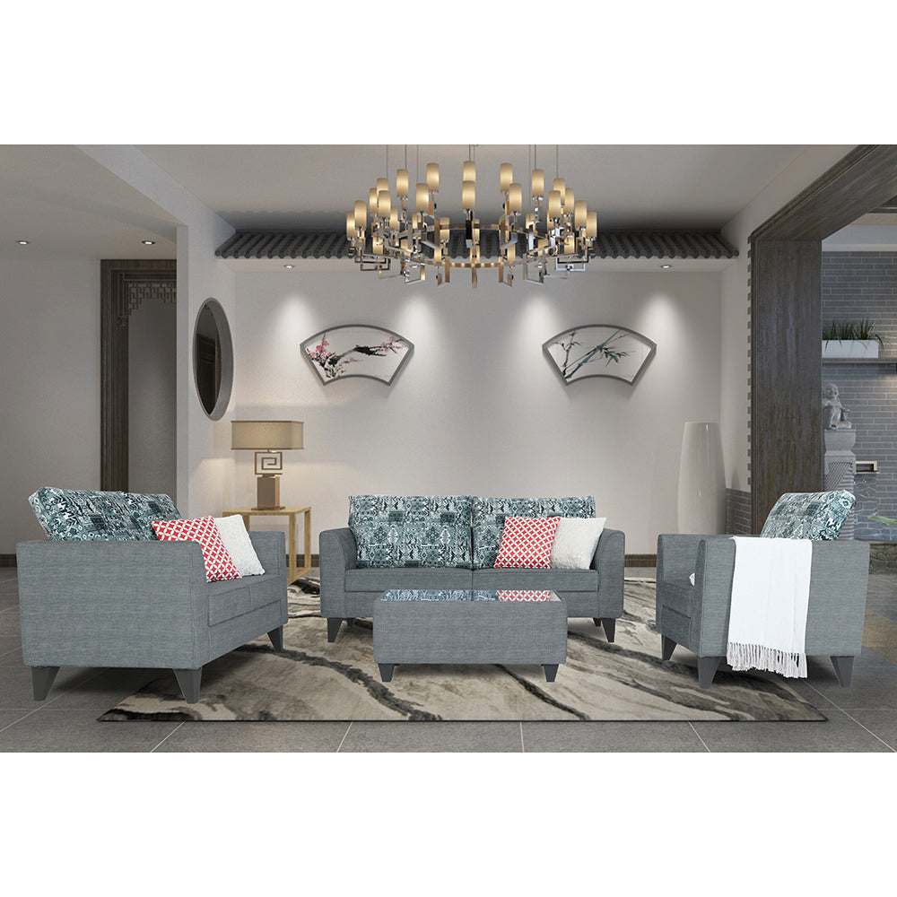 Adorn India Sheldon Crafty 3+2+1 6 Seater Sofa Set with Centre Table (Grey)