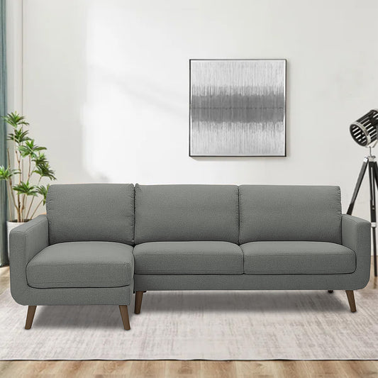 Adorn India Damian L Shape 6 Seater Sofa Set LHS (Grey) (3 Year Warranty)