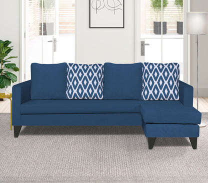 Adorn India Beetle Rhombus L Shape 5 Seater Sofa Set RHS (Blue) (3 Year Warranty)