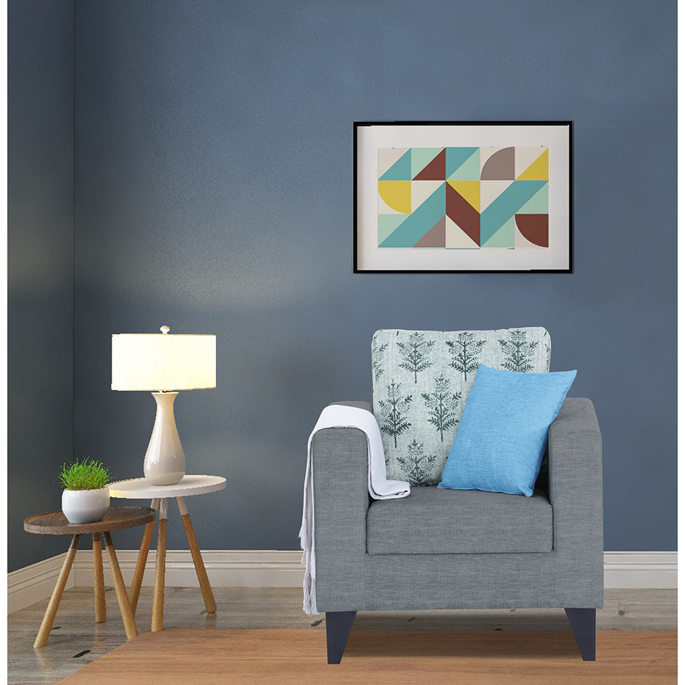 Adorn India Straight line Plus Leaf 1 Seater Sofa (Grey) (3 Year Warranty)
