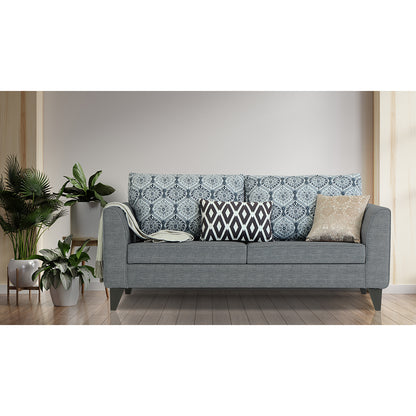 Adorn India Cortina Damask 3 Seater Sofa (Grey)