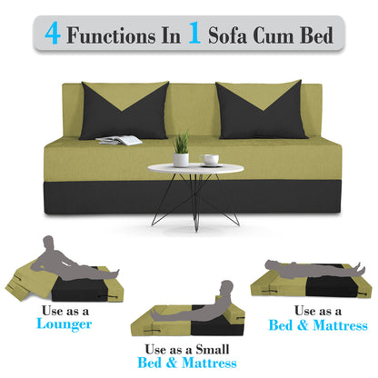 Adorn India Easy Boom 3 Seater Sofa Cum Bed 5 x 6 (Green & Black) (1 Year Warranty)