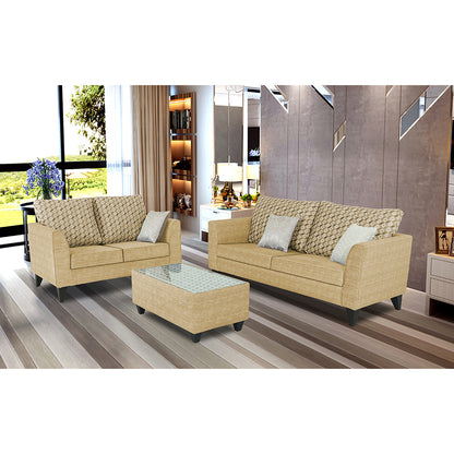 Adorn India Tornado Bricks 3+2 5 Seater Sofa Set with Centre Table (Beige)