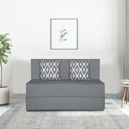 Adorn India Easy 2 Seater Sofa Cum Bed (Rhombus Pattern) Chennile Fabric - Washable Cover - Including 2 Cushion - Size 4' x 6' Ft (Grey Color) Perfect for Home & Office for Guests