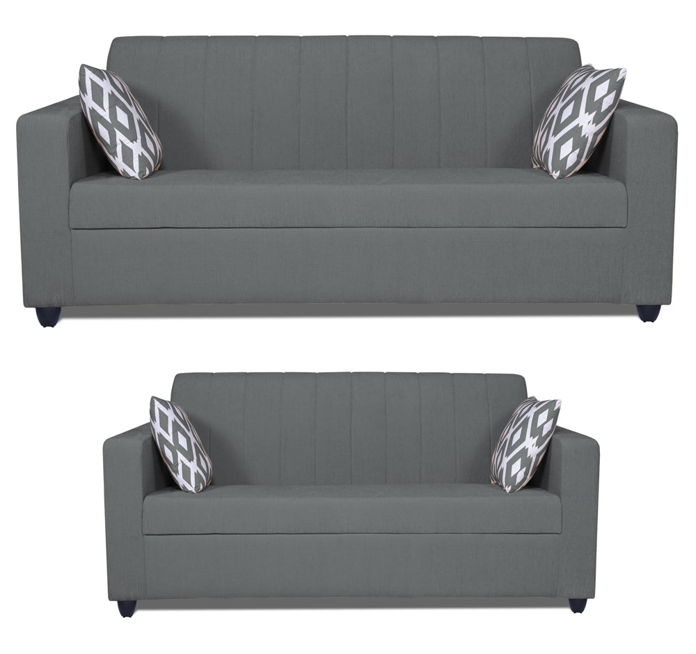 Adorn India Rio Highback 3+2 5 Seater Sofa Set (Grey) (3 Year Warranty)