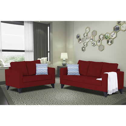 Adorn India Hallton Plain 3+2 5 Seater Sofa Set (Maroon) (3 Year Warranty)