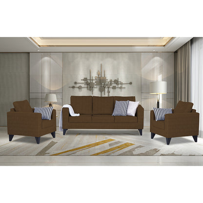 Adorn India Straight Line Plus Decent 3+1+1 5 Seater Sofa Set (Brown) (3 Year Warranty)