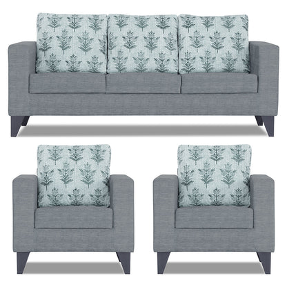 Adorn India Straight line Plus Leaf 3+1+1 5 Seater Sofa Set (Grey) (3 Year Warranty)