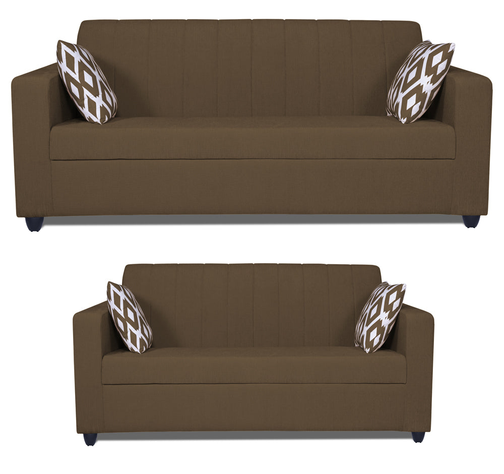 Adorn India Rio Highback 3+2 5 Seater Sofa Set (Brown) (3 Year Warranty)