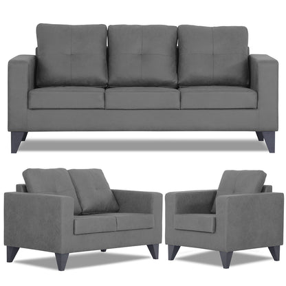 Adorn India Straight line Plus Premium Leatherette Suede 3+2+1 6 Seater Sofa Set (Grey) (3 Year Warranty)