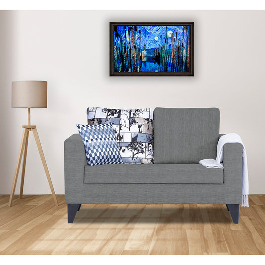 Adorn India Hallton Digitel Print 2 Seater Sofa (Grey) (3 Year Warranty)