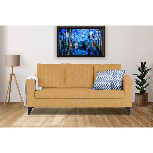 Adorn India Hallton Plain 3 Seater Sofa (Beige) (3 Year Warranty)
