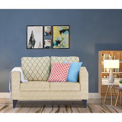 Adorn India Straight line Plus Blossom 2 Seater Sofa (Beige) (3 Year Warranty)