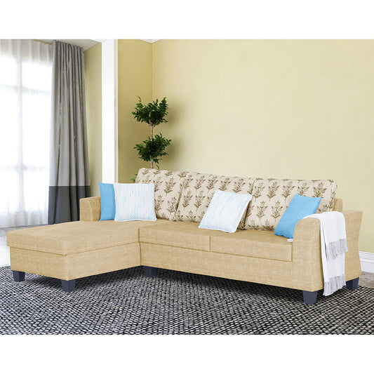 Adorn India Valencia Plus L Shape 6 Seater Sofa Set Leaf (Left Hand Side) (Beige)