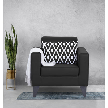 Adorn India Bladen Leatherette 1 Seater Sofa (Black)