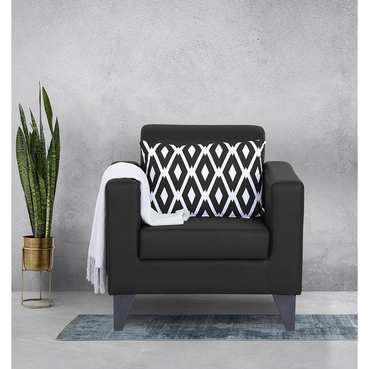 Adorn India Bladen Leatherette 1 Seater Sofa (Black)
