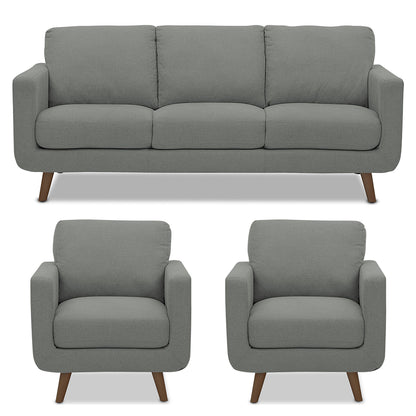 Adorn India Damian 3+1+1 5 Seater Sofa Set (Grey) (3 Year Warranty)