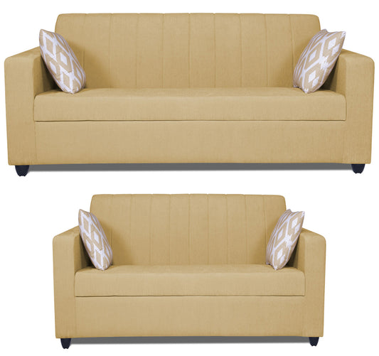 Adorn India Rio Highback 3+2 5 Seater Sofa Set (Beige) (3 Year Warranty)