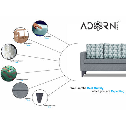 Adorn India Calloway Bricks L Shape 5 Seater Sofa Set (Right Hand Side) (Grey)