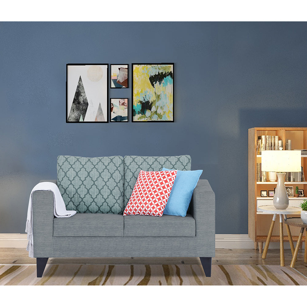 Adorn India Straight line Plus Blossom 2 Seater Sofa (Grey) (3 Year Warranty)