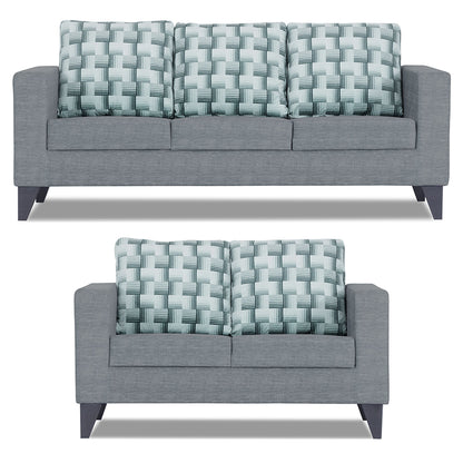 Adorn India Straight line Plus Bricks 3+2 5 Seater Sofa Set (Grey) (3 Year Warranty)