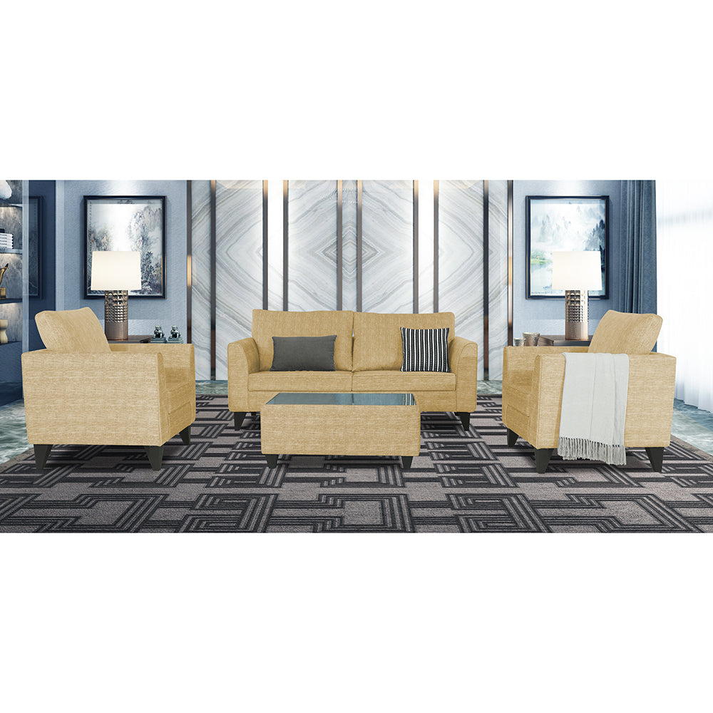 Adorn India Enzo Decent 3+1+1 5 Seater Sofa Set with Centre Table (Beige)