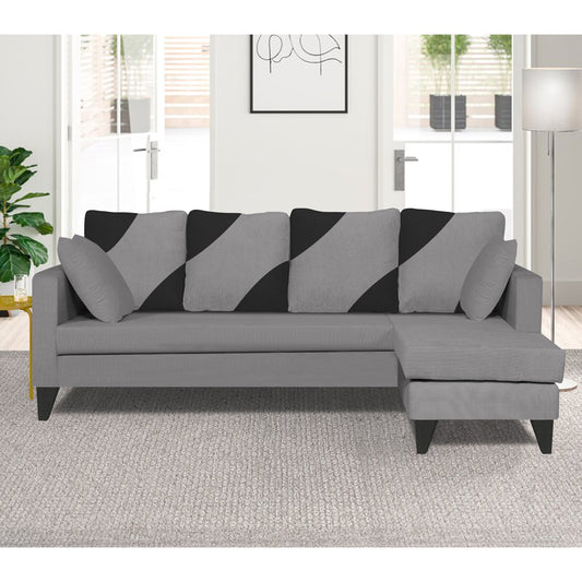 Adorn India Denver L Shape 5 Seater Sofa Set RHS (Grey) (3 Year Warranty)