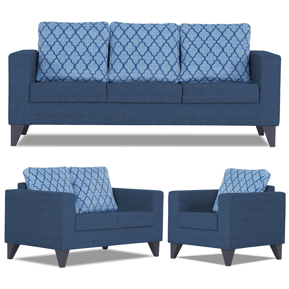 Adorn India Straight line Plus Blossom 3+2+1 6 Seater Sofa Set (Blue) (3 Year Warranty)