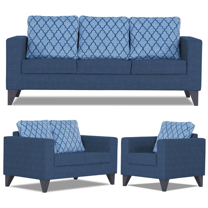 Adorn India Straight line Plus Blossom 3+2+1 6 Seater Sofa Set (Blue) (3 Year Warranty)