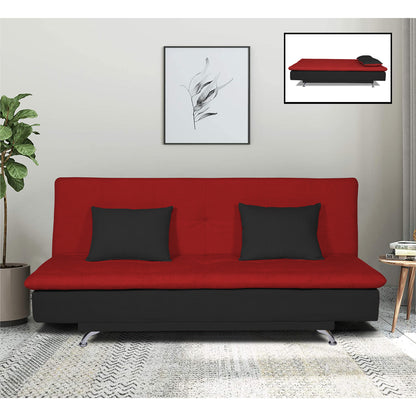 Adorn India Aspen 3 Seater Sofa Cum Bed (Red and Black) (3 Year Warranty)