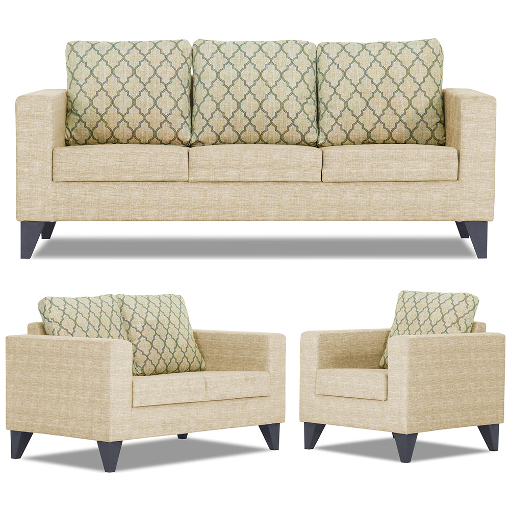 Adorn India Straight line Plus Blossom 3+2+1 6 Seater Sofa Set (Beige) (3 Year Warranty)