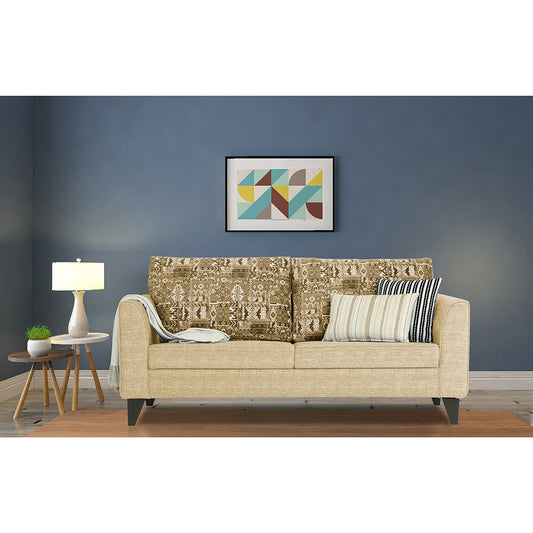 Adorn India Sheldon Crafty 3 Seater Sofa (Beige)