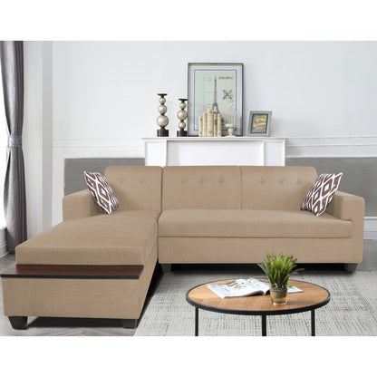Adorn India Blazer L Shape 6 Seater Sofa Set (Left Side) (Beige)