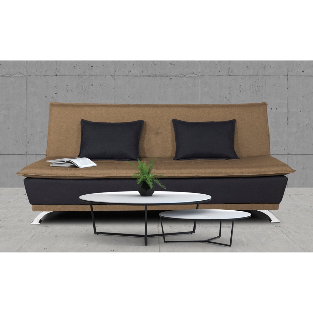 Adorn India Exclusive Two Tone Arden 4 Seater Sofa Cum Bed 4 x 6 (Camel & Black) (3 Year Warranty)