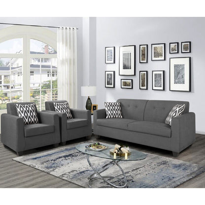 Adorn India Wood Blazer Plus 3-1-1 Five Seater Sofa Set (Grey)