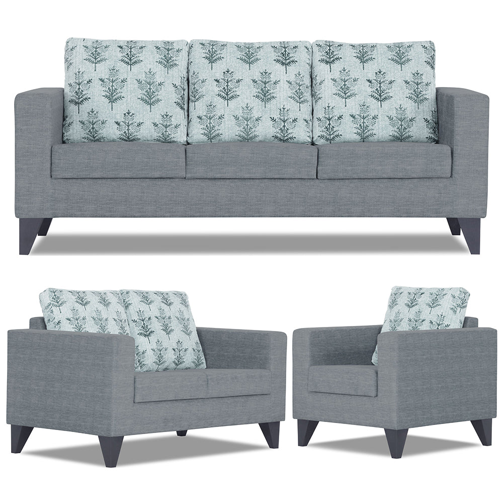 Adorn India Straight line Plus Leaf 3+2+1 6 Seater Sofa Set (Grey) (3 Year Warranty)