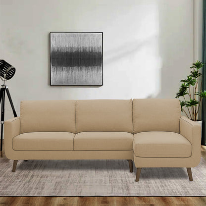 Adorn India Damian L Shape 6 Seater Sofa Set RHS (Beige) (3 Year Warranty)