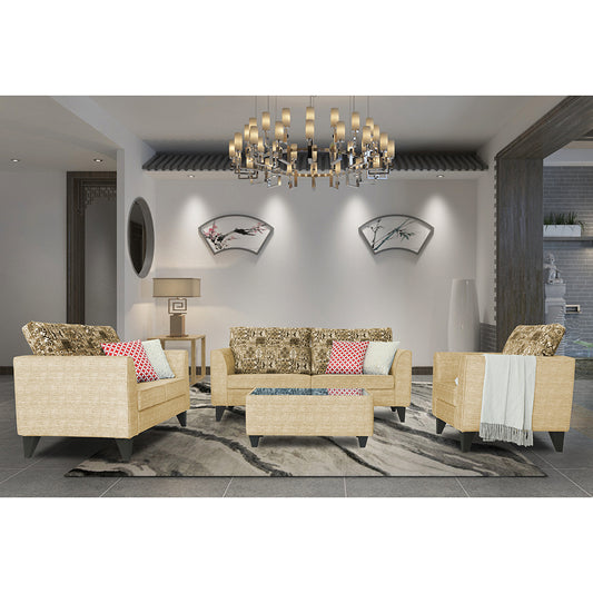 Adorn India Sheldon Crafty 3+2+1 6 Seater Sofa Set with Centre Table (Beige)