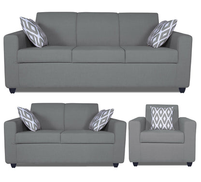 Adorn India Monteno Six Seater 3+2+1 Sofa Set (Grey)