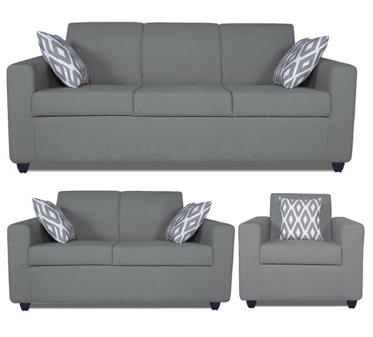 Adorn India Monteno Six Seater 3+2+1 Sofa Set (Grey)