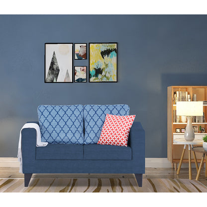 Adorn India Straight line Plus Blossom 2 Seater Sofa (Blue) (3 Year Warranty)