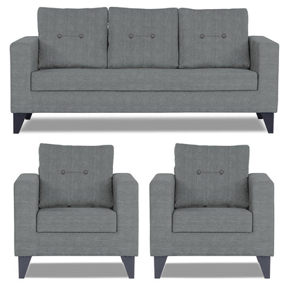 Adorn India Darcy 3+1+1 5 Seater Sofa Set (Grey) (3 Year Warranty)