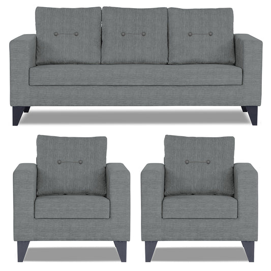 Adorn India Darcy 3+1+1 5 Seater Sofa Set (Grey) (3 Year Warranty)