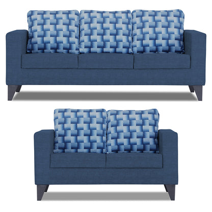 Adorn India Straight line Plus Bricks 3+2 5 Seater Sofa Set (Blue) (3 Year Warranty)