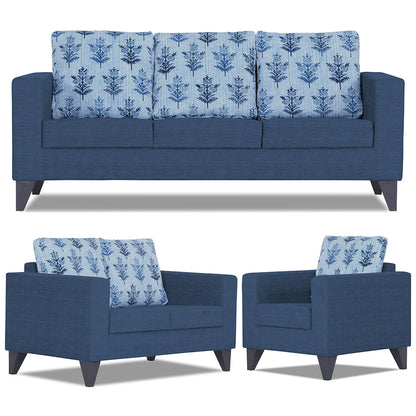 Adorn India Straight line Plus Leaf 3+2+1 6 Seater Sofa Set (Blue) (3 Year Warranty)