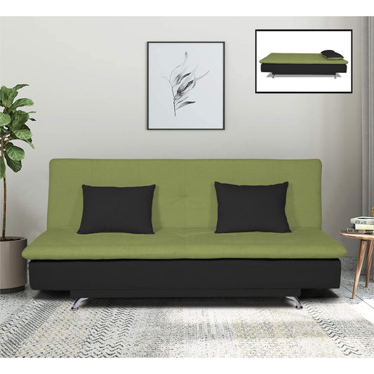 Adorn India Aspen 3 Seater Sofa Cum Bed (Green & Black) (3 Year Warranty)