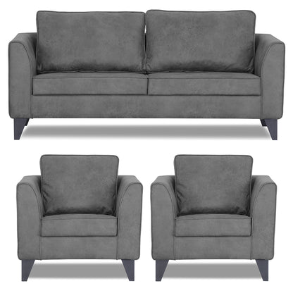 Adorn India Enzo Decent Premium Leatherette Suede 3+1+1 5 Seater Sofa Set (Grey)